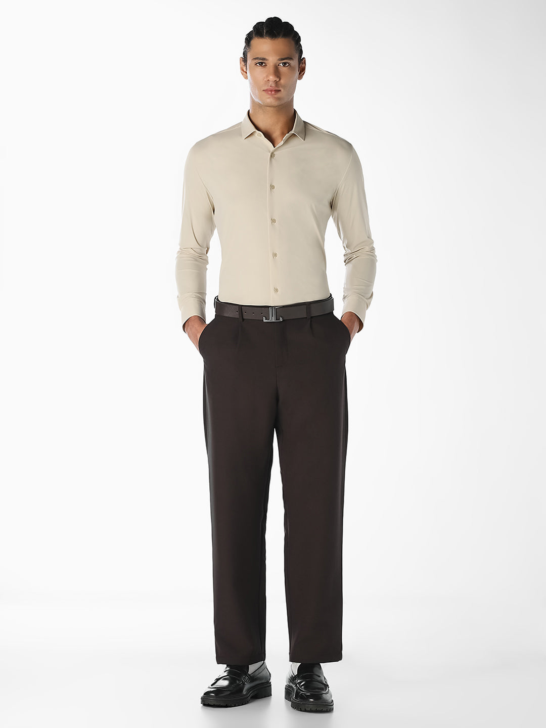 Beige Formal Regular Fit Shirt