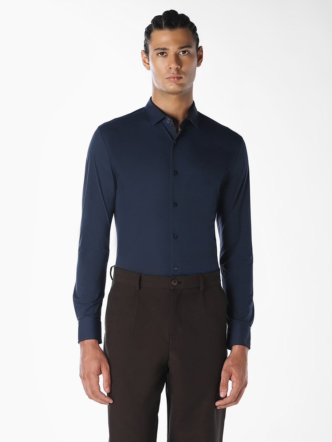 Navy Blue Formal Regular Fit Shirt