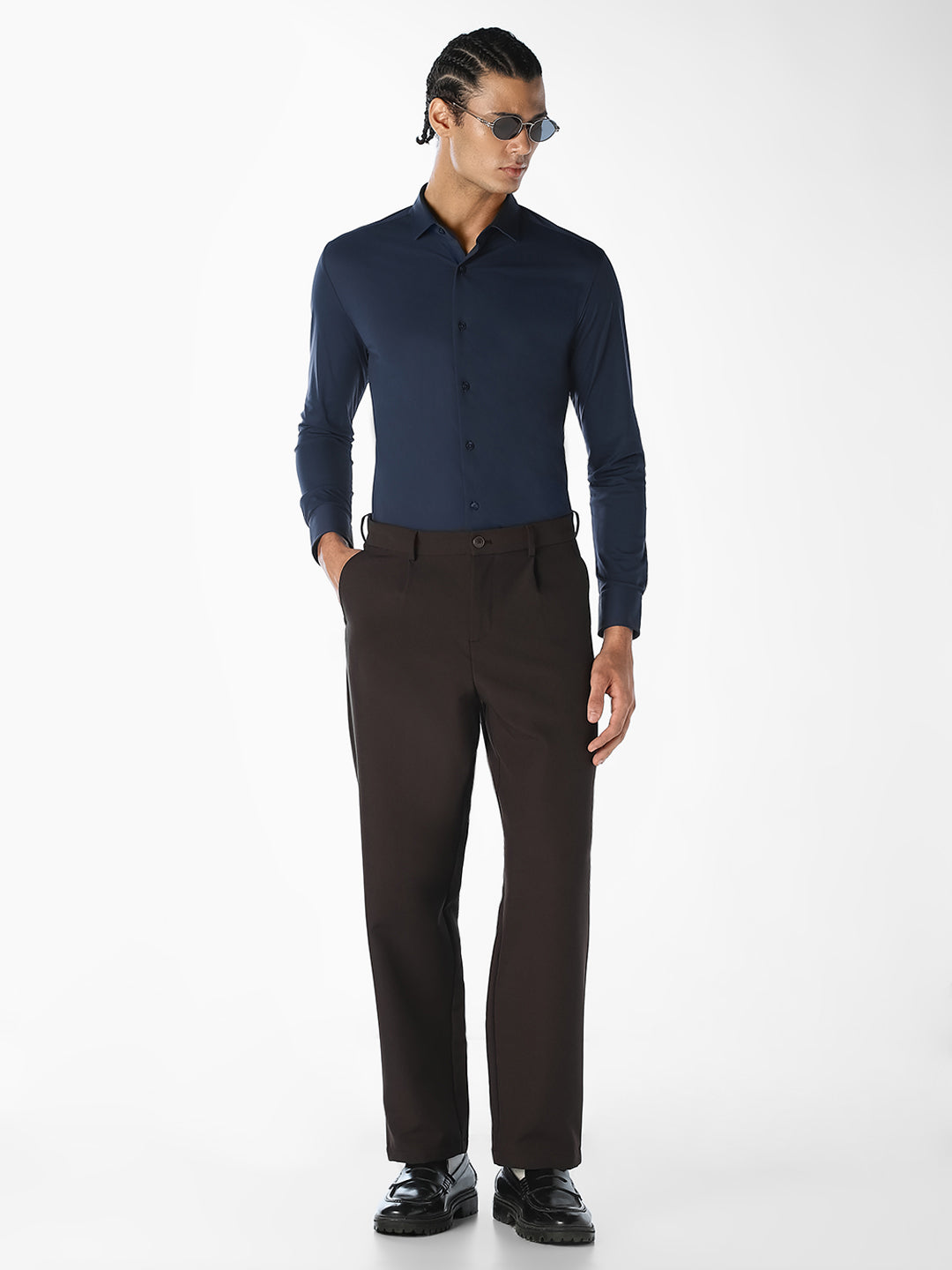 Navy Blue Formal Regular Fit Shirt