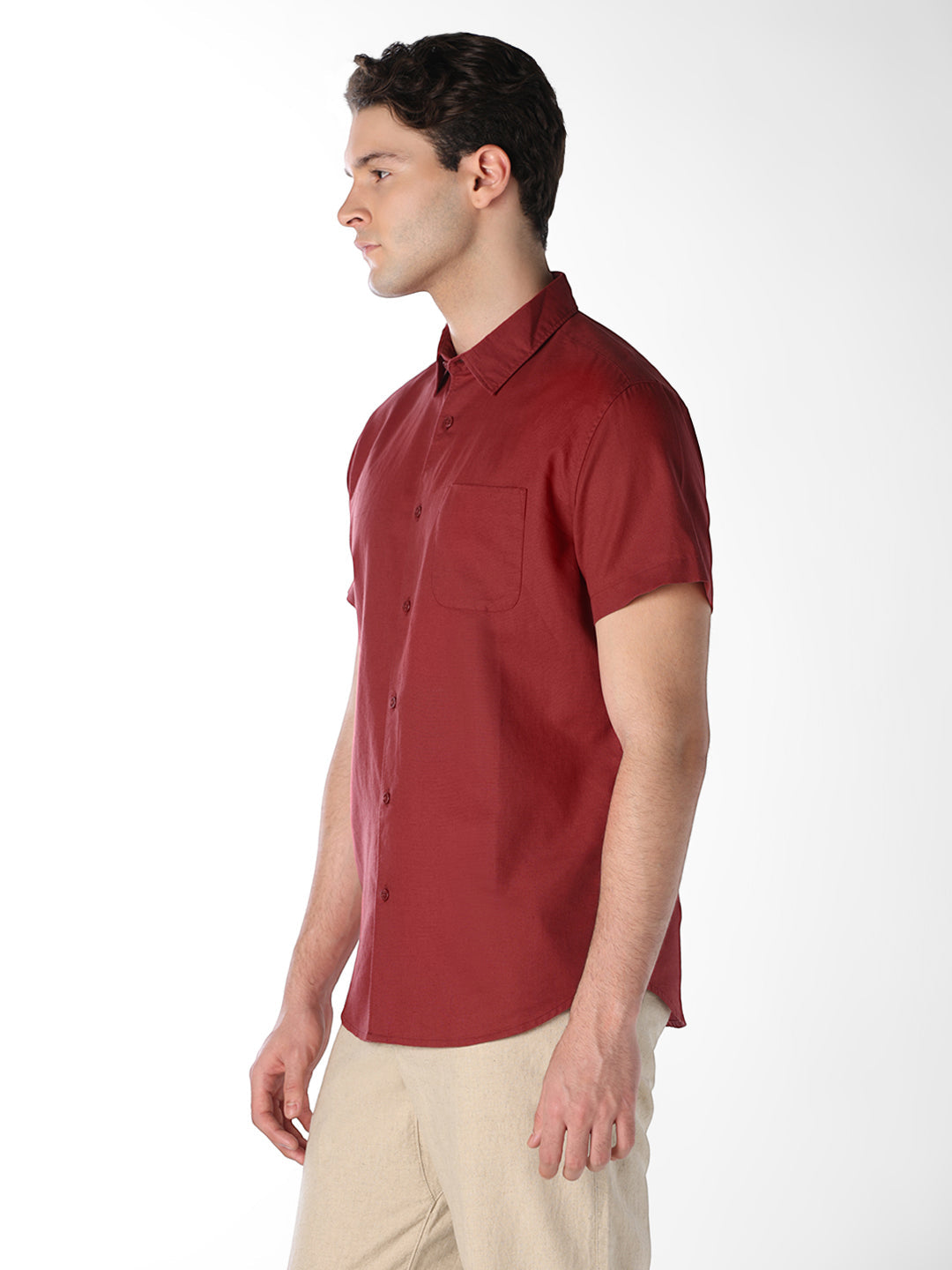 Dark Red Short Sleeves Shirt