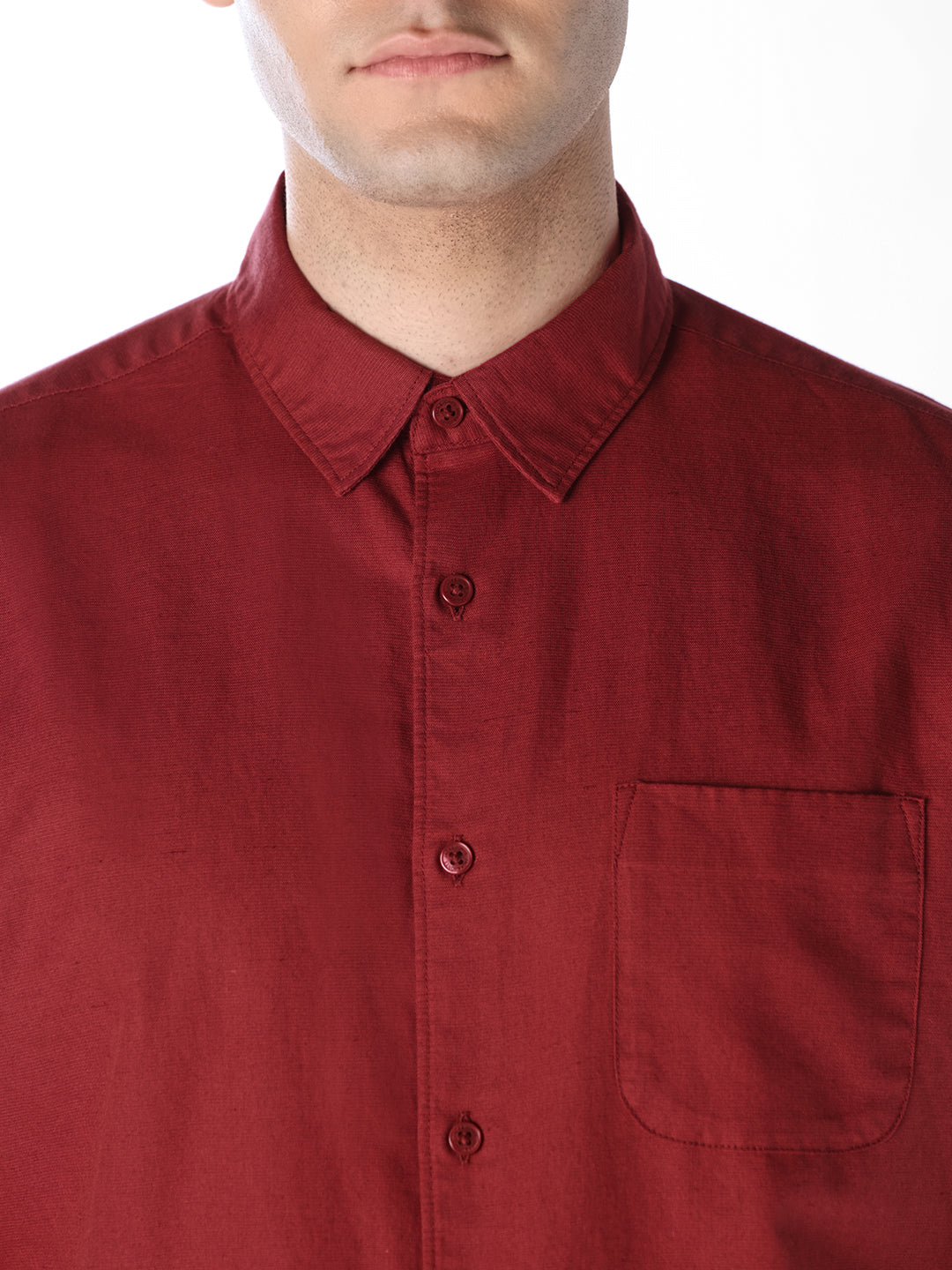Dark Red Short Sleeves Shirt