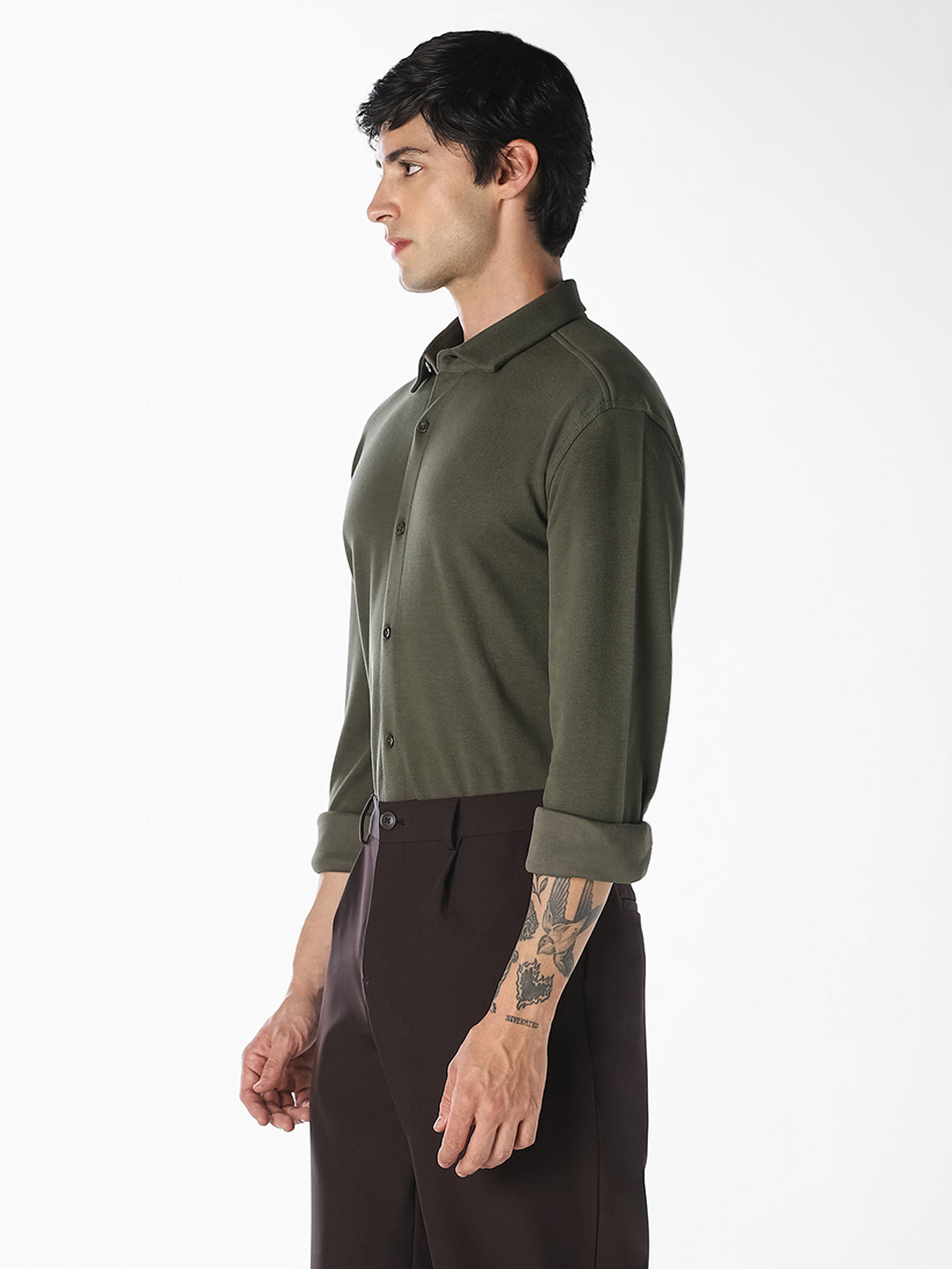 Olive Cotton Formal Shirt