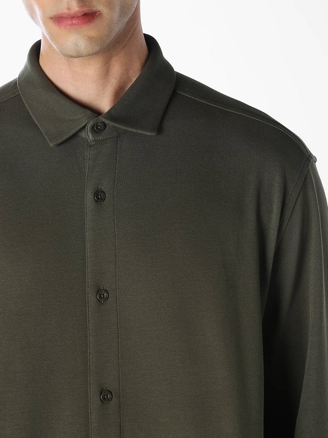 Olive Cotton Formal Shirt