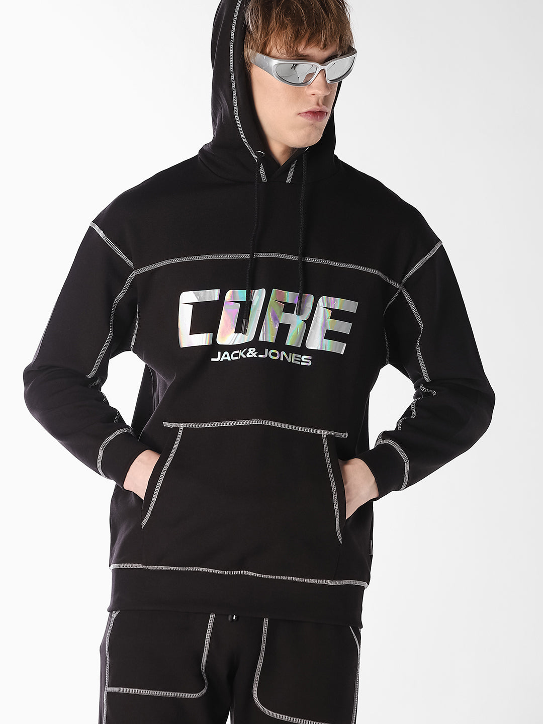 Drop Shoulder Printed Hoodie - XS