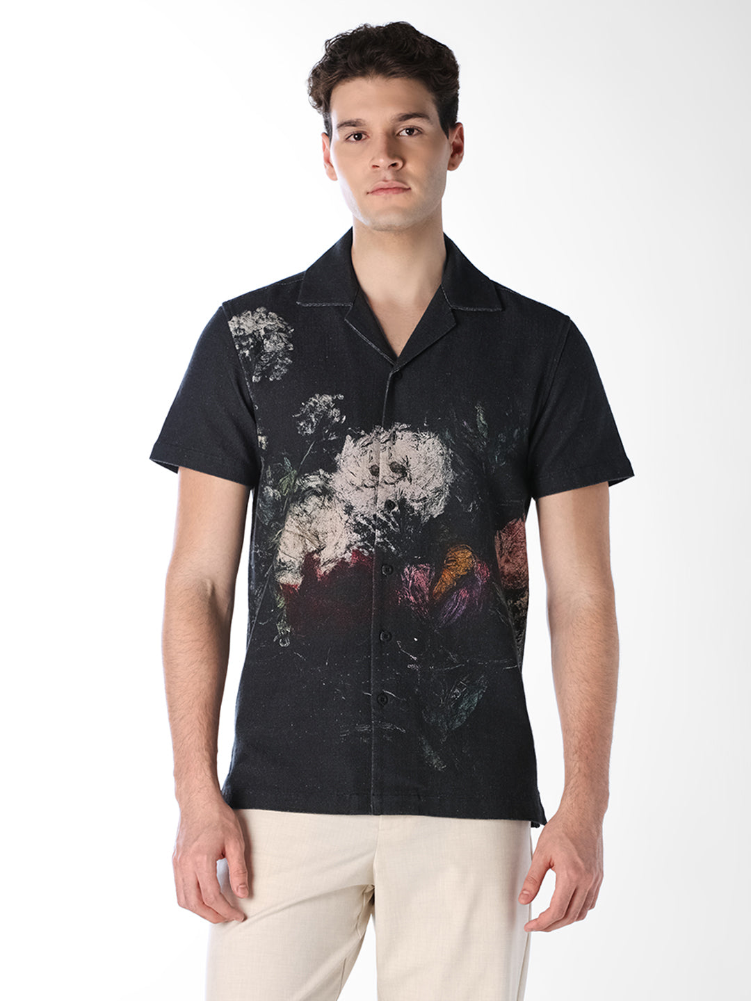 Black Printed Oversized Shirt