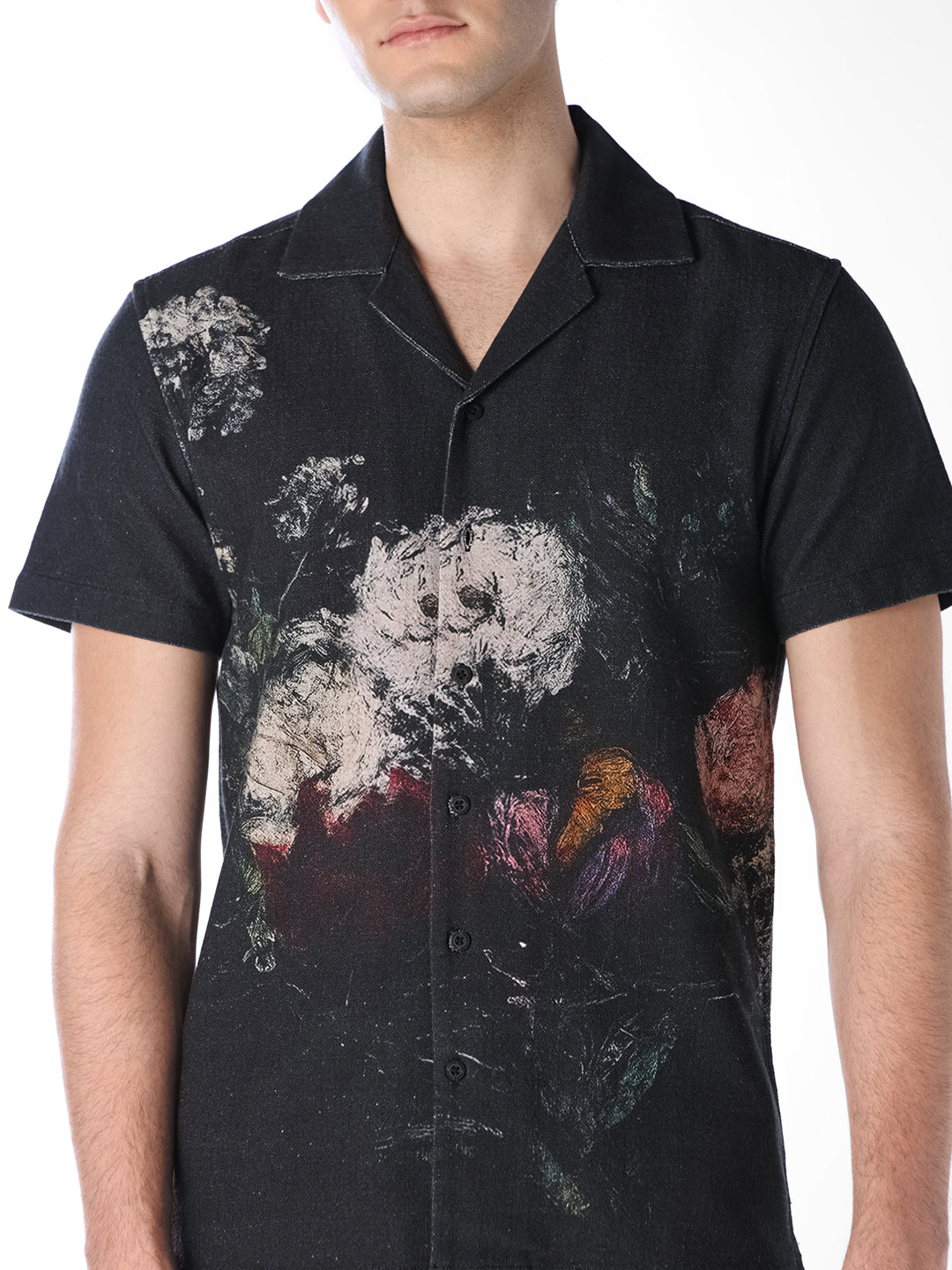 Black Printed Oversized Shirt