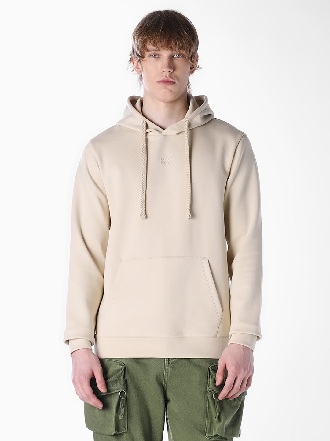White Solid Regular Fit Pullover