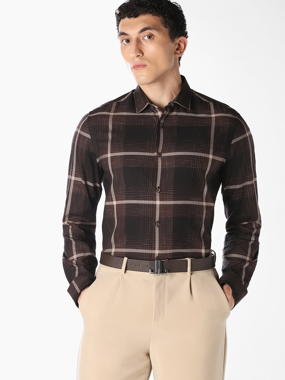 Dark Brown Checked Shirt