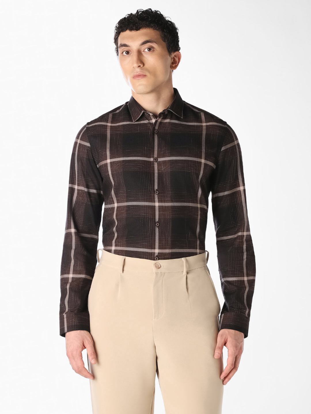 Dark Brown Checked Shirt