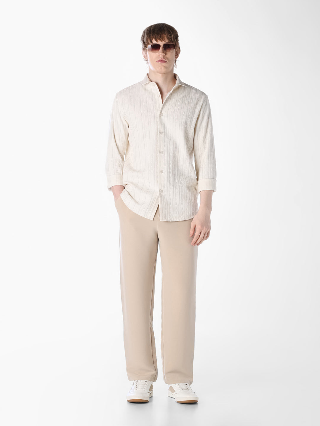 White Dobby Cotton Shirt