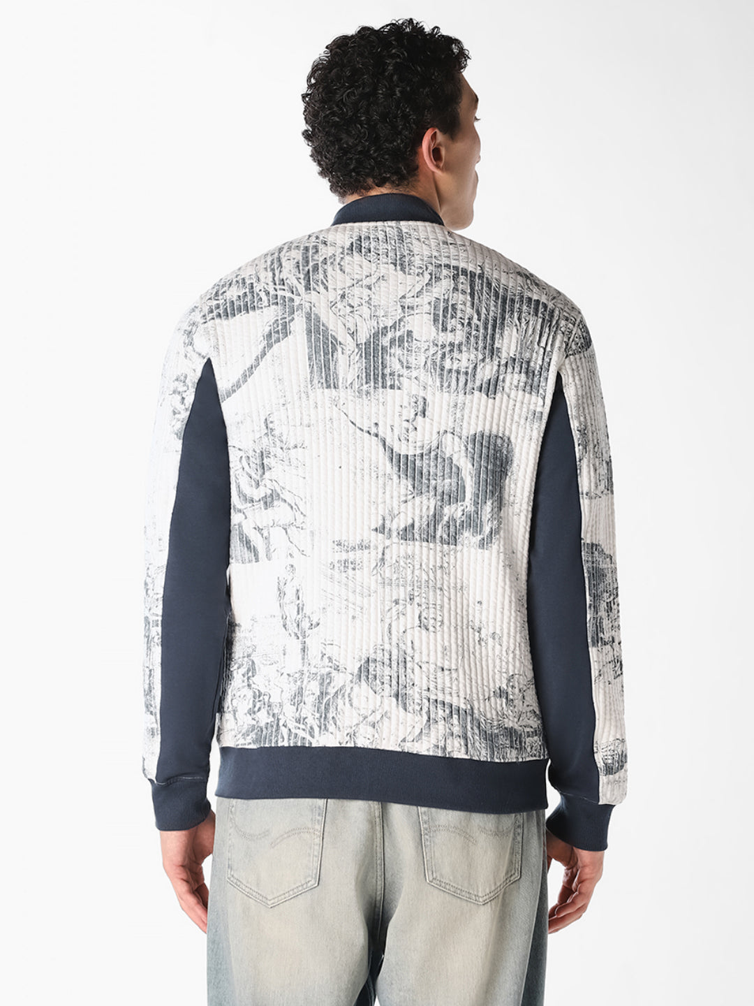 Printed Front Open Bomber Jacket
