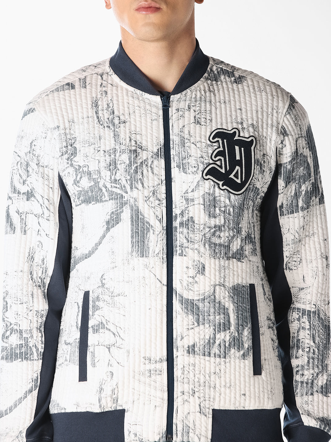 Printed Front Open Bomber Jacket