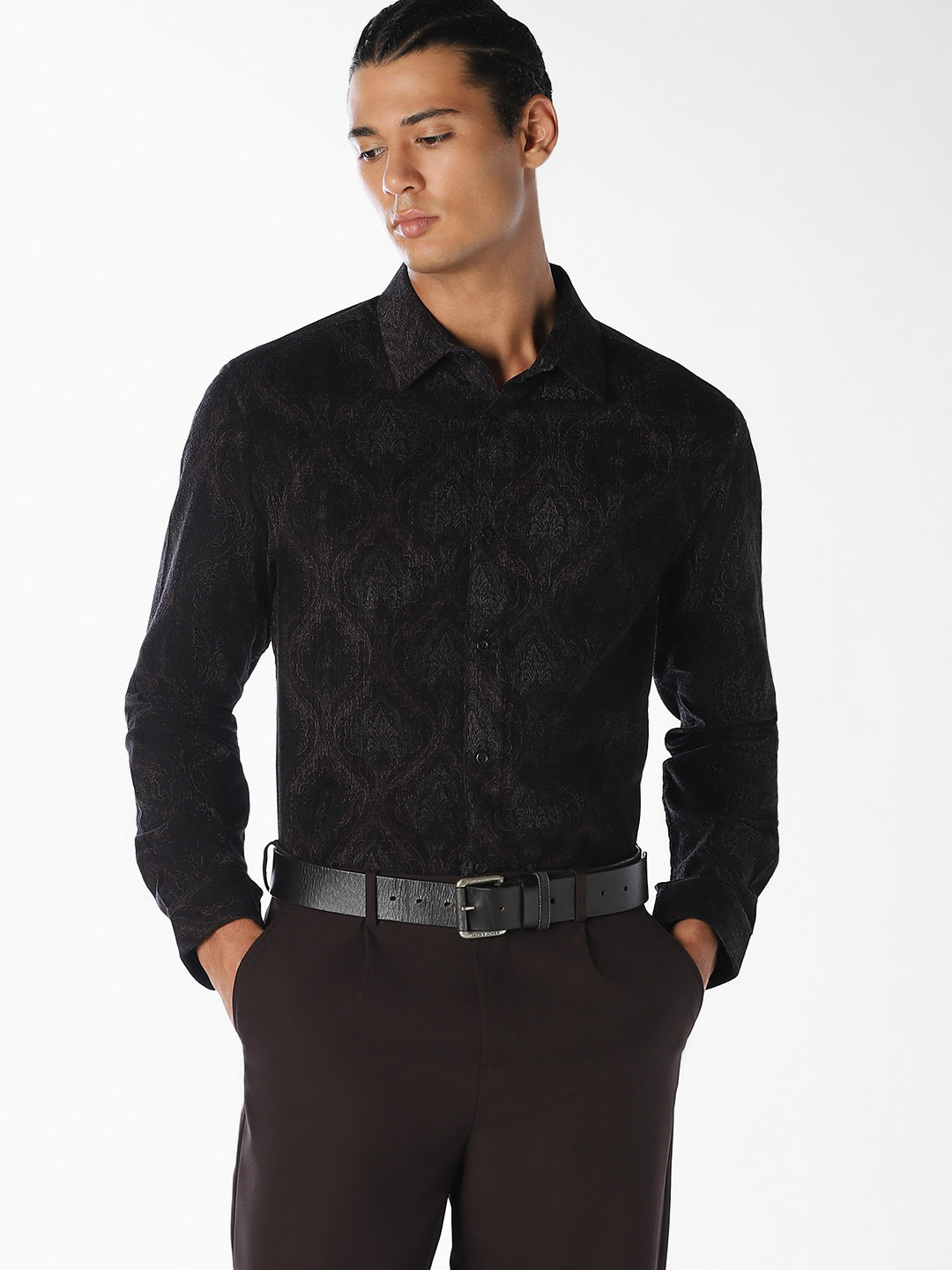Printed Dobby Slim Fit Shirt