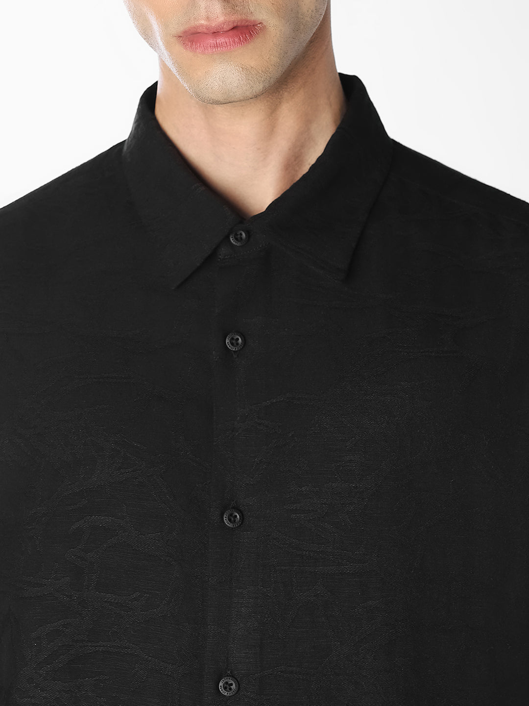 Black Textured Dobby Shirt