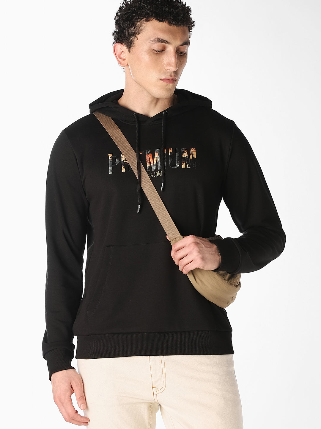 Black Graphic Print Hoodie - S