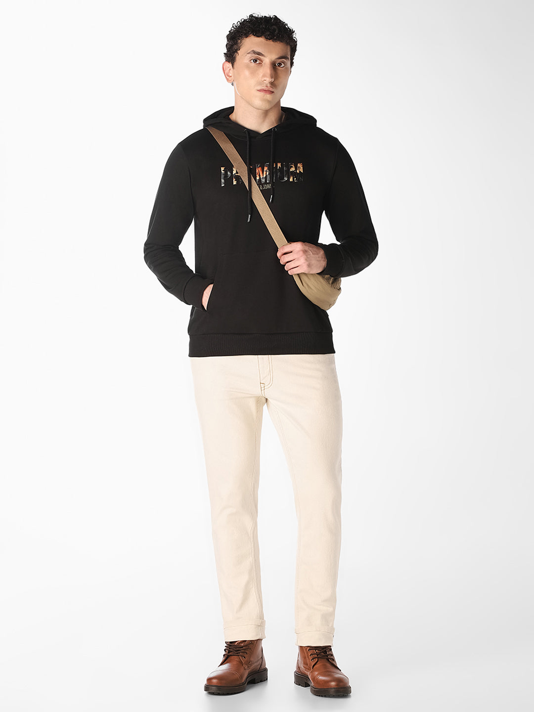 Black Graphic Print Hoodie