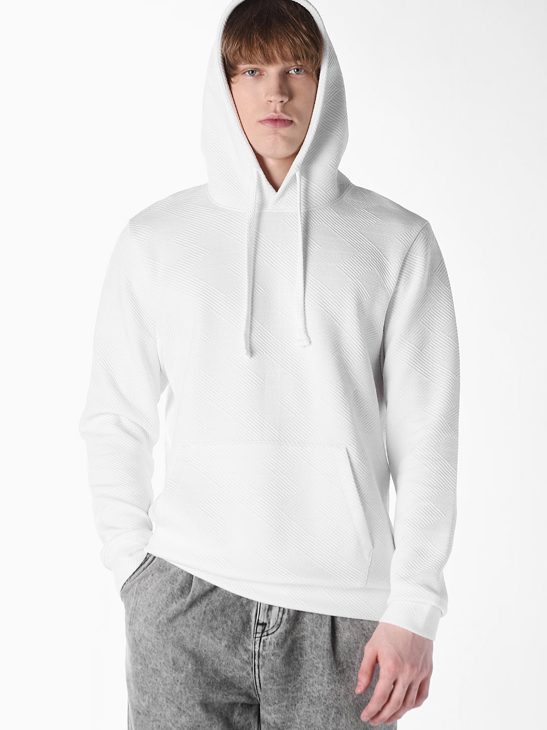 White Jacquard Regular Fit Pullover