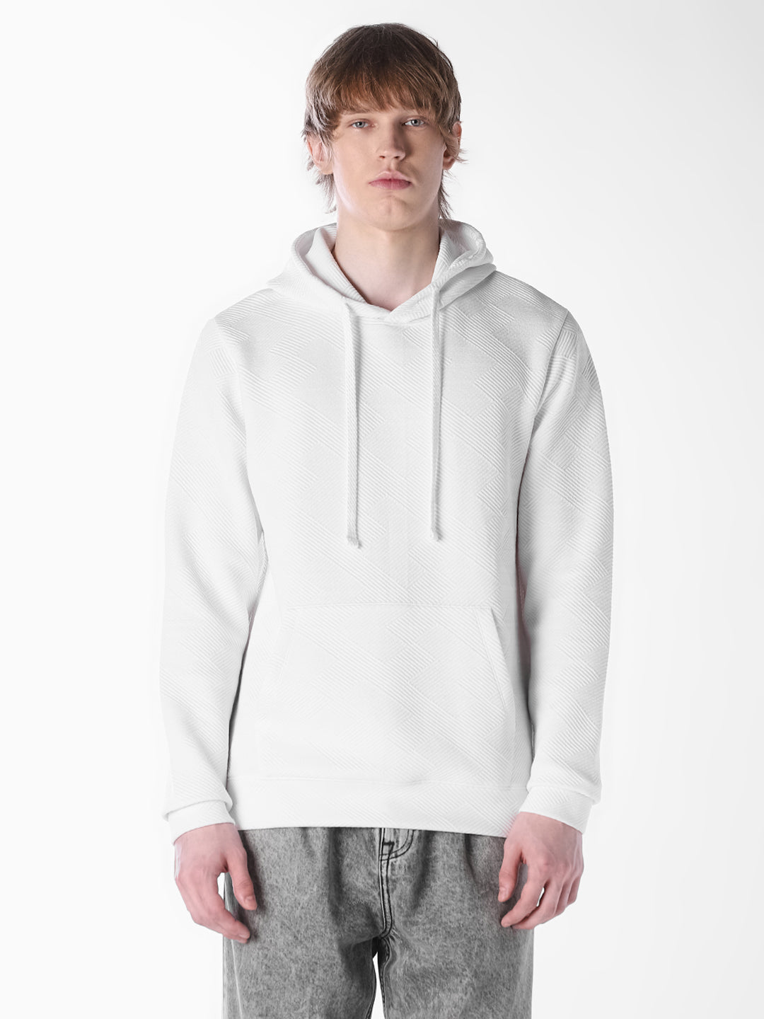 White Jacquard Regular Fit Pullover
