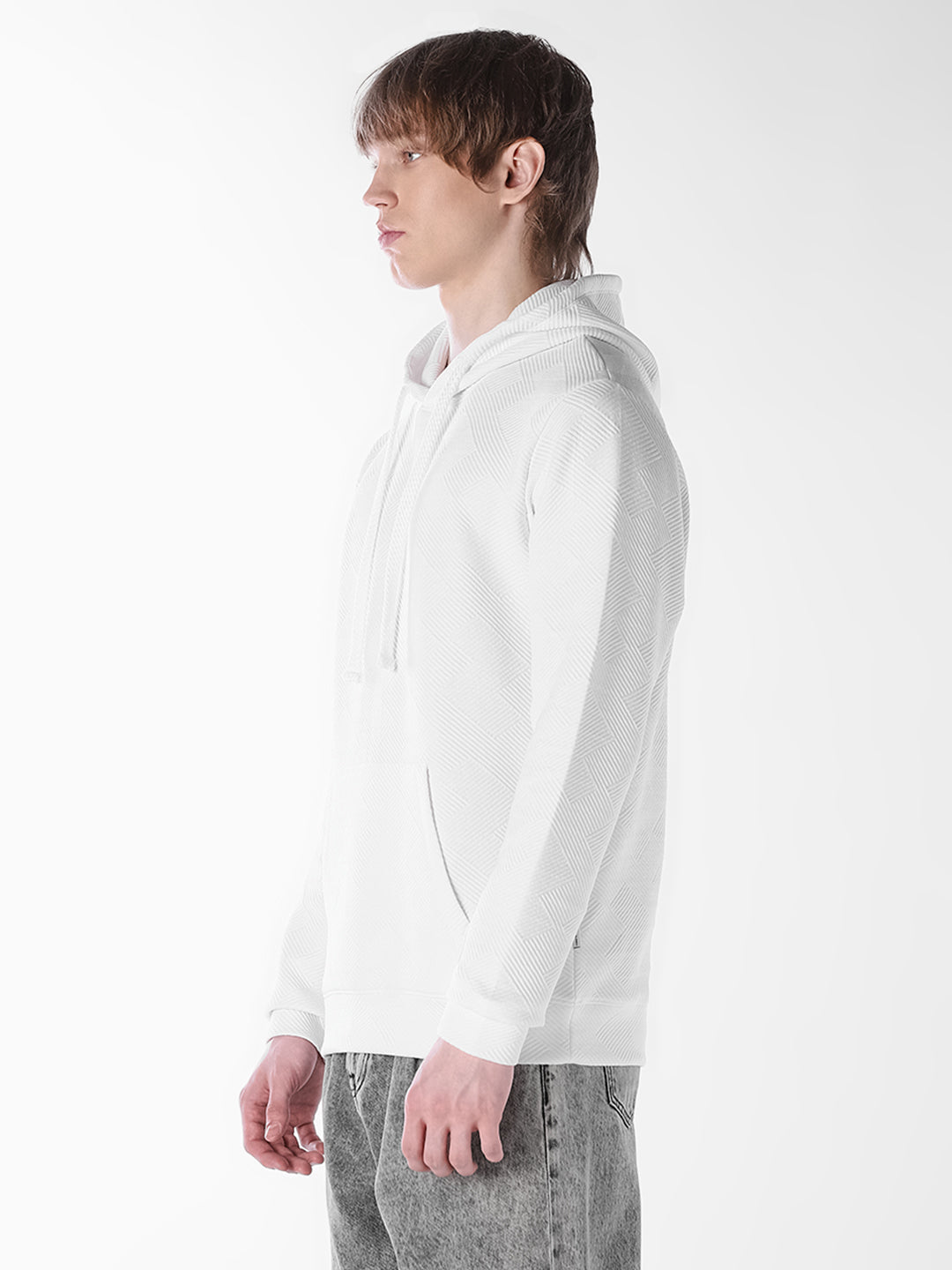 White Jacquard Regular Fit Pullover