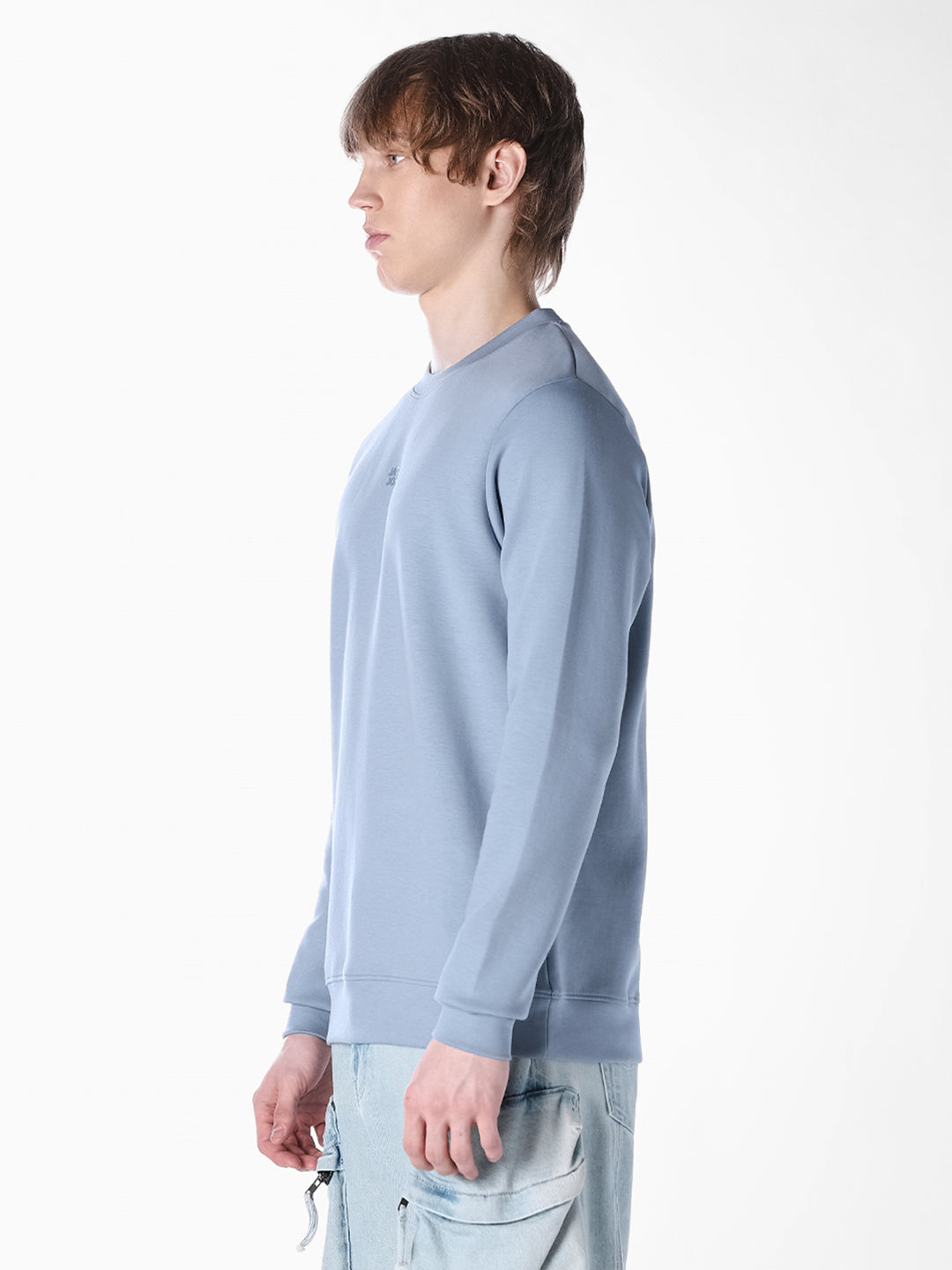 Navy Blue Solid Regular Fit Pullover