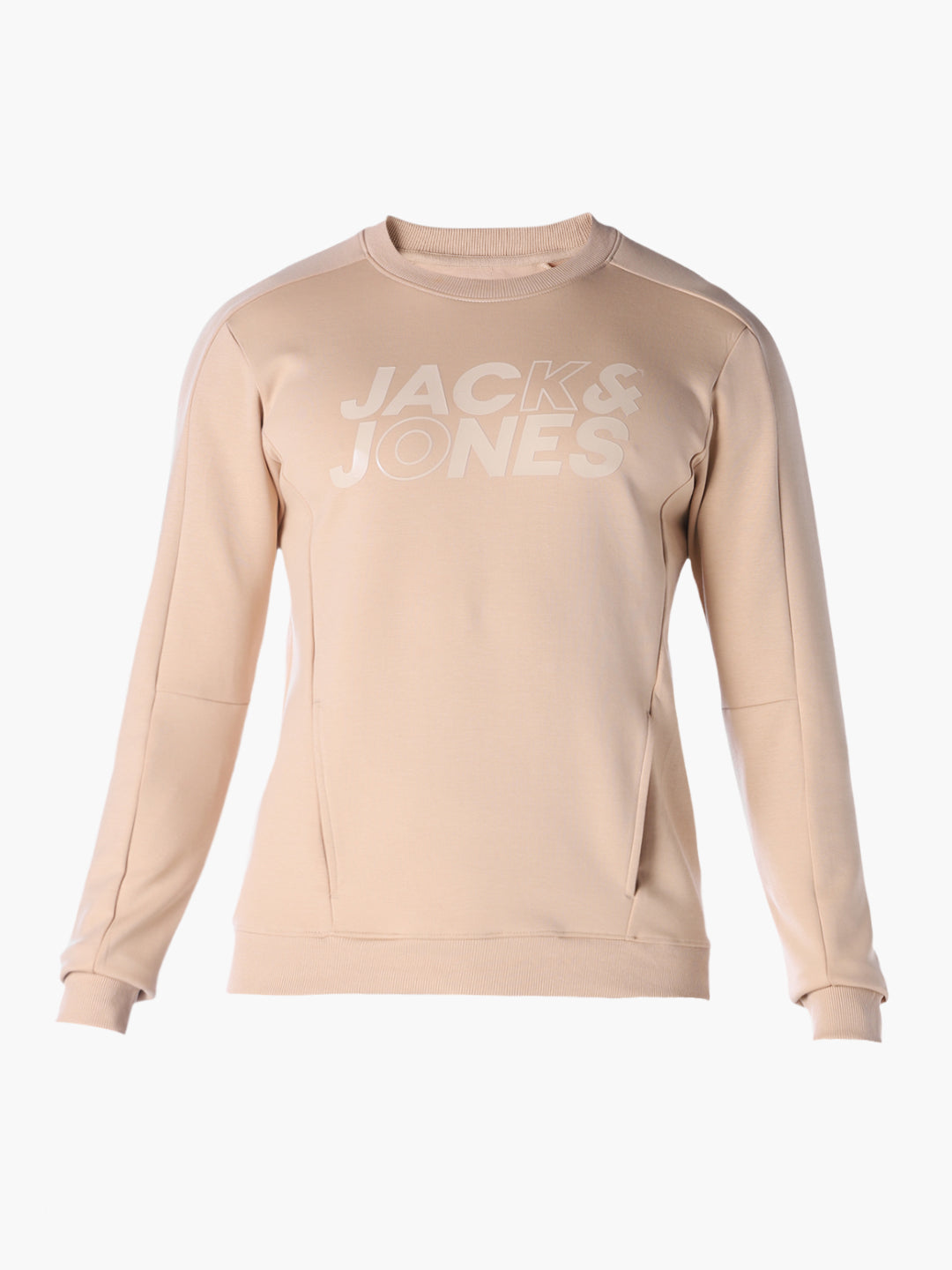 Cream Solid Regular Fit Sweatshirt