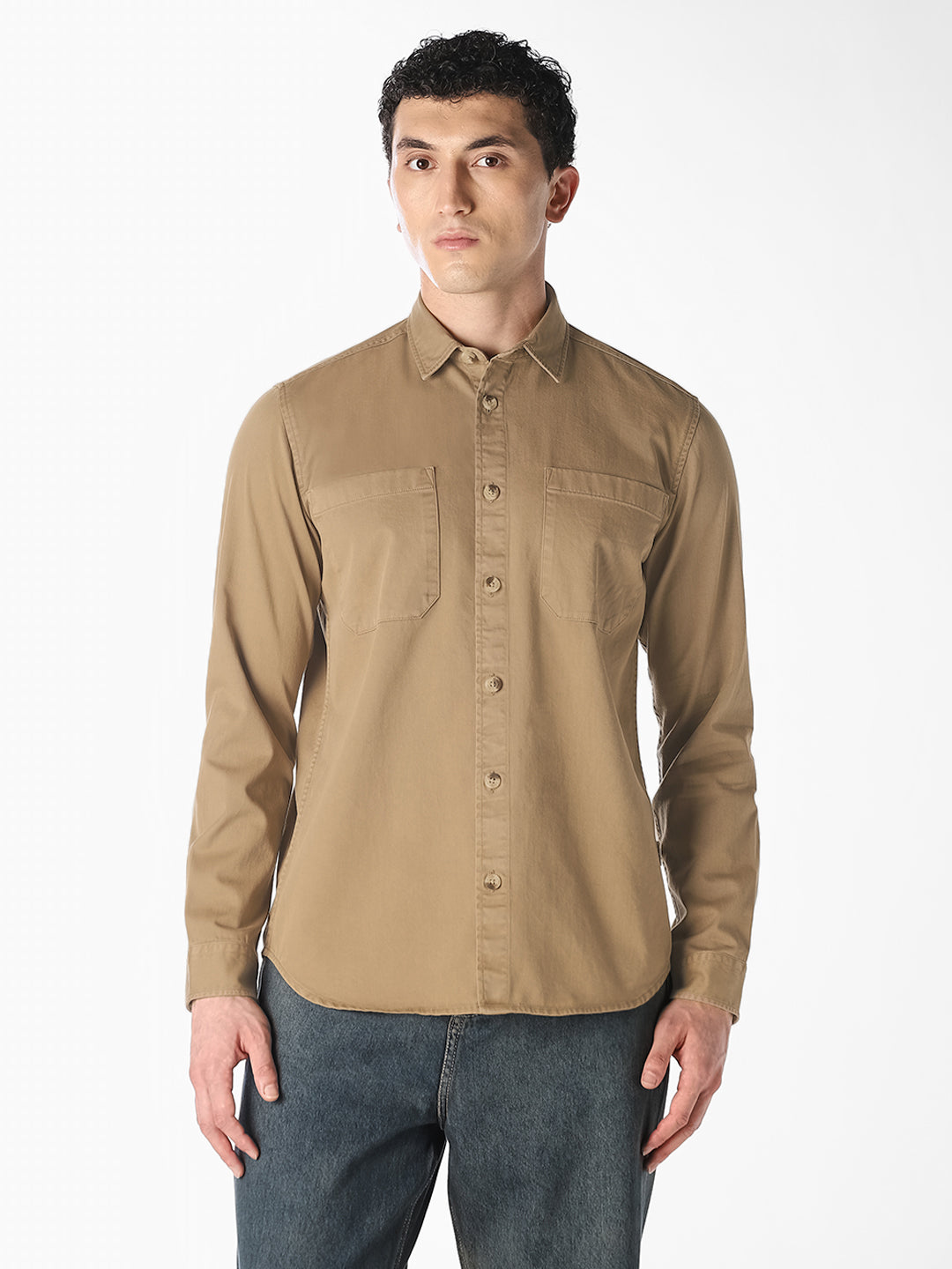 Beige Regular Fit Shirt