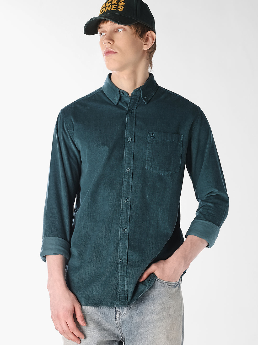 Teal Blue Cotton Shirt - S