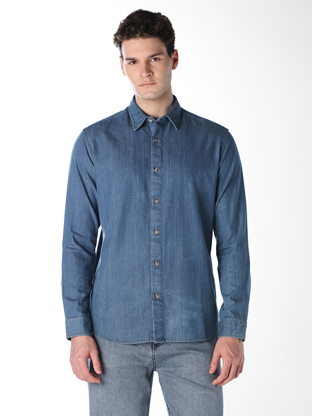 Blue Washed Denim Shirt