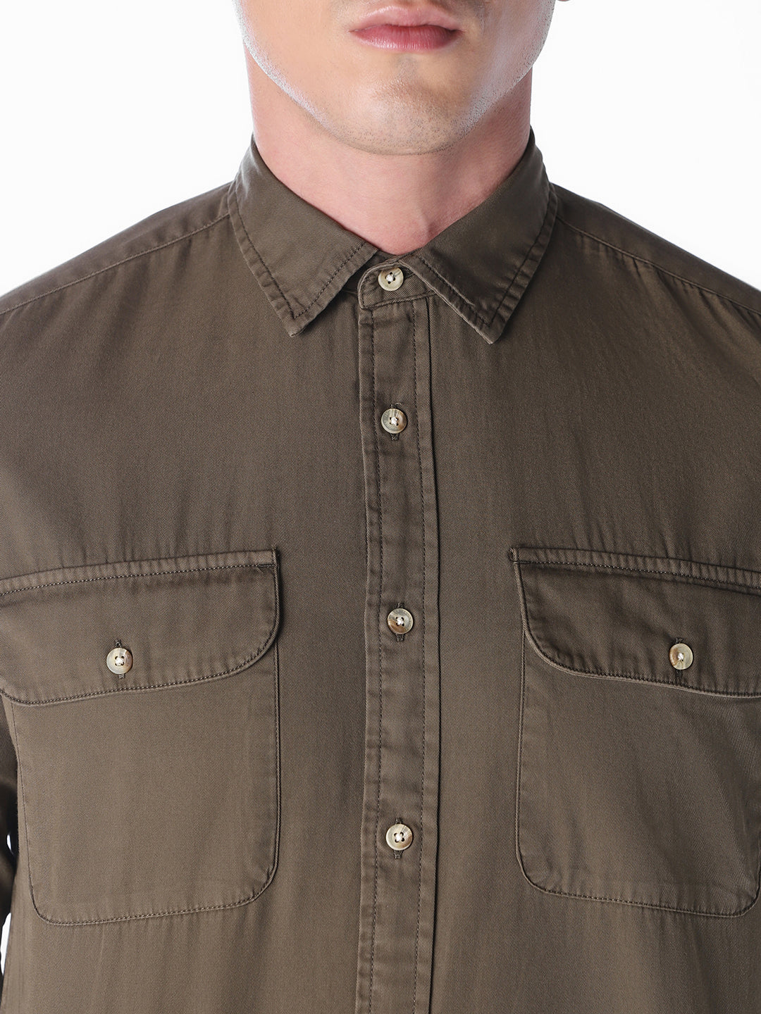 Green Solid Regular Fit Shirt