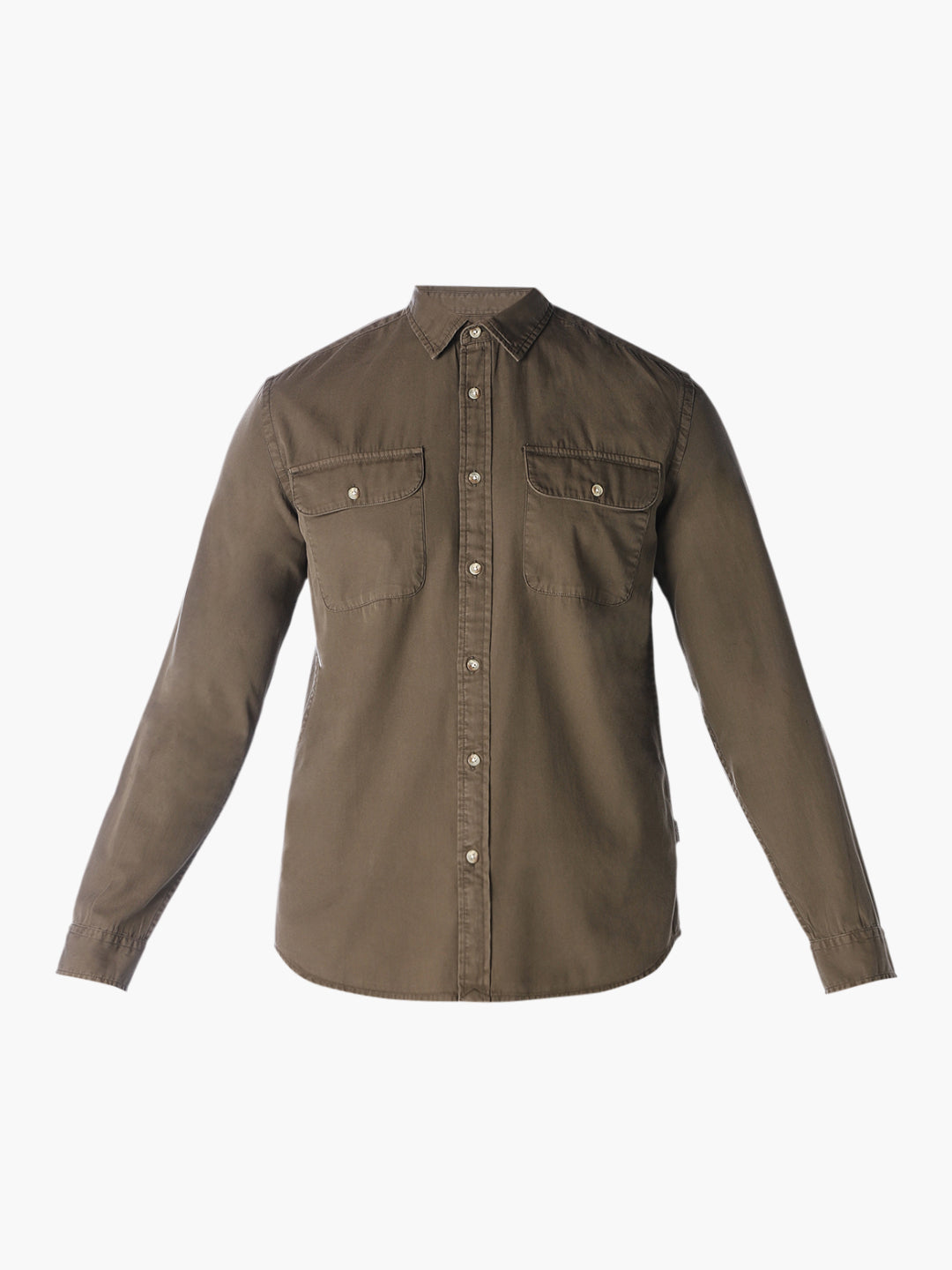 Green Solid Regular Fit Shirt