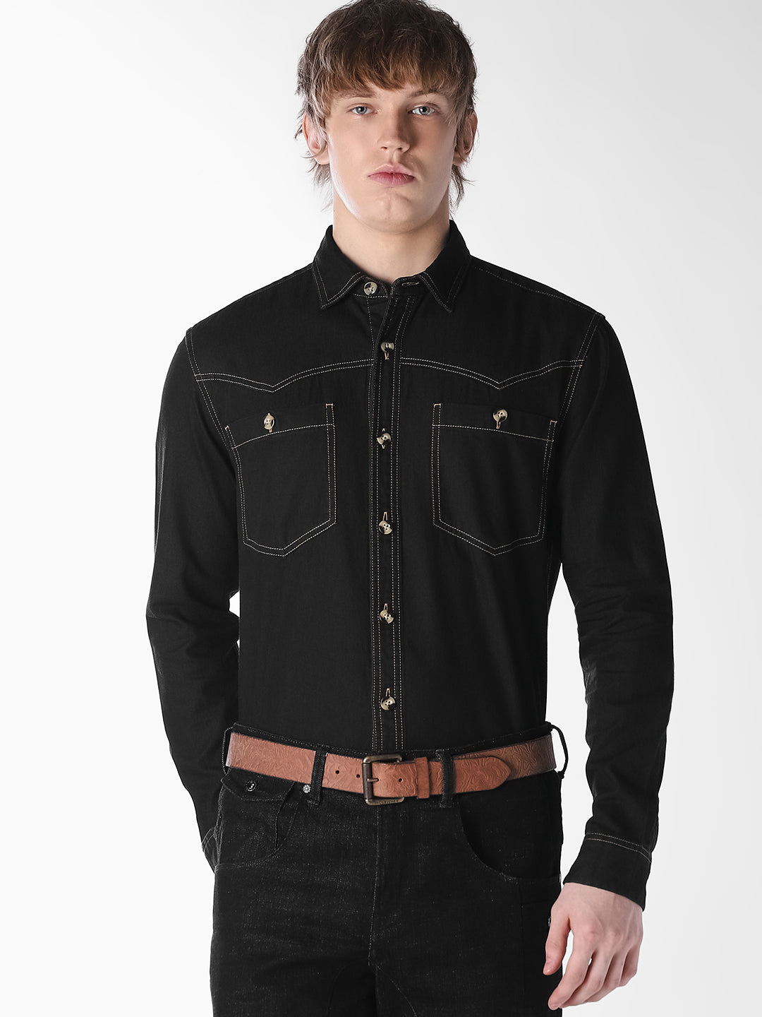 Contrast Stitch Cotton Shirt