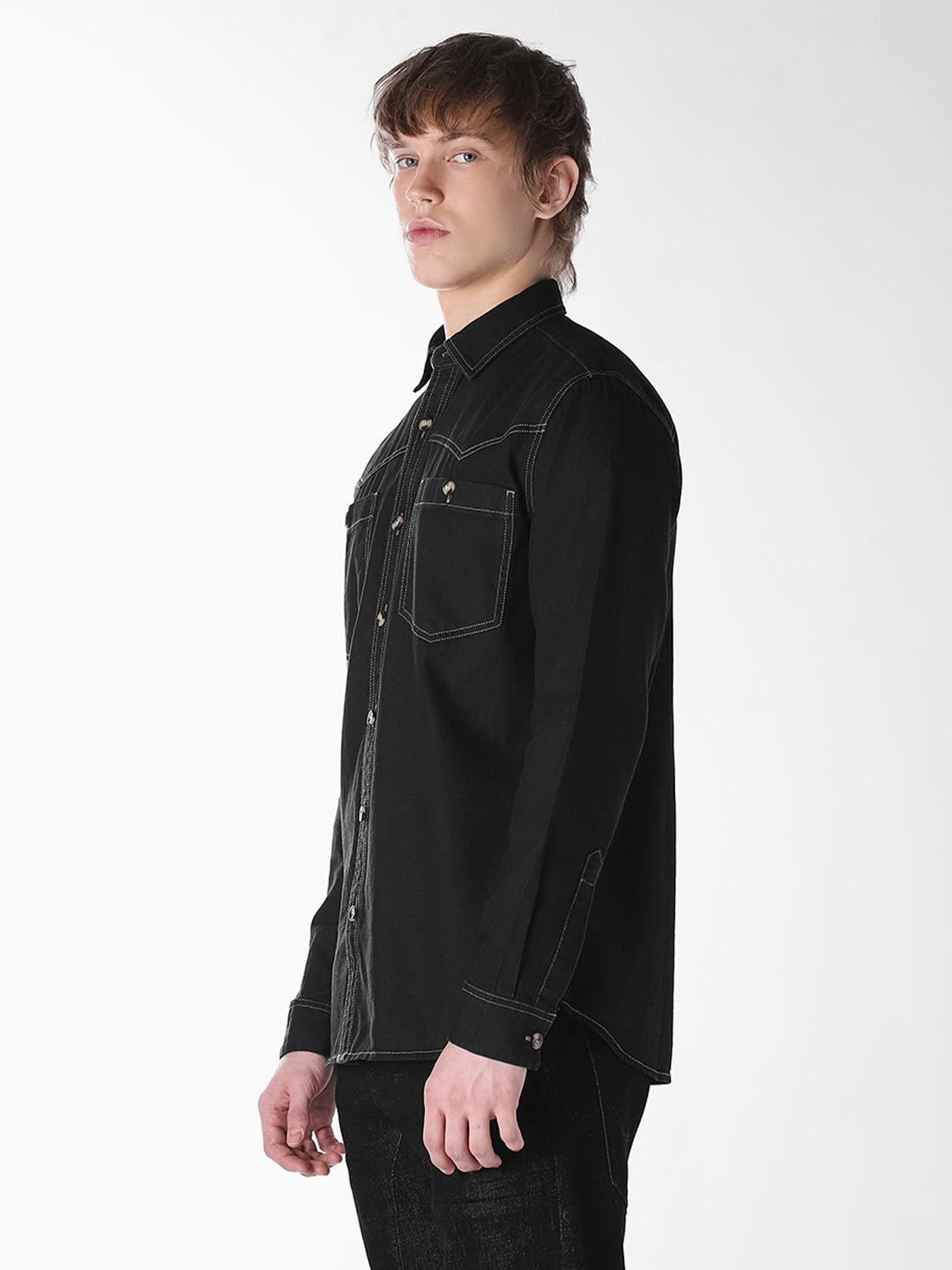 Contrast Stitch Cotton Shirt