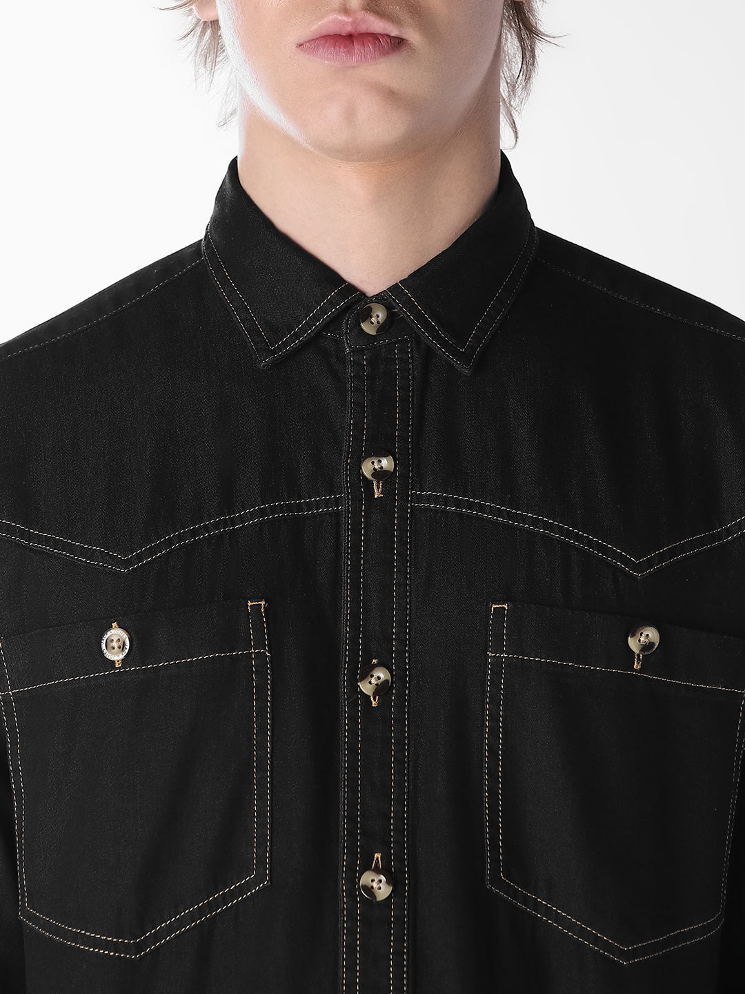 Contrast Stitch Cotton Shirt