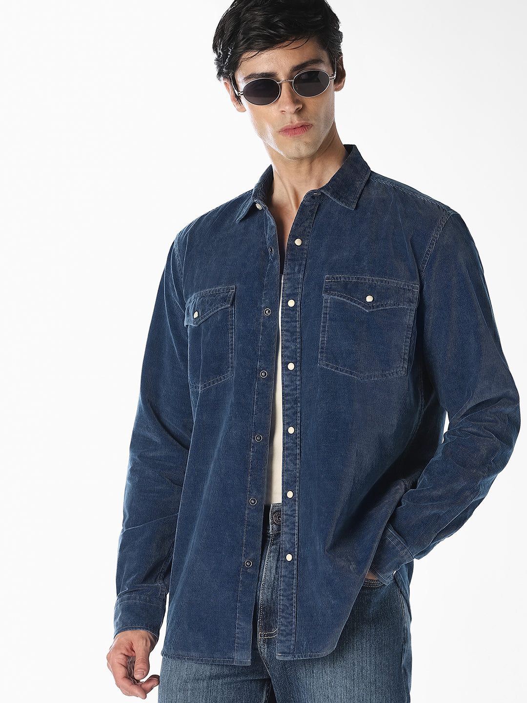Blue Corduroy Utility Shirt