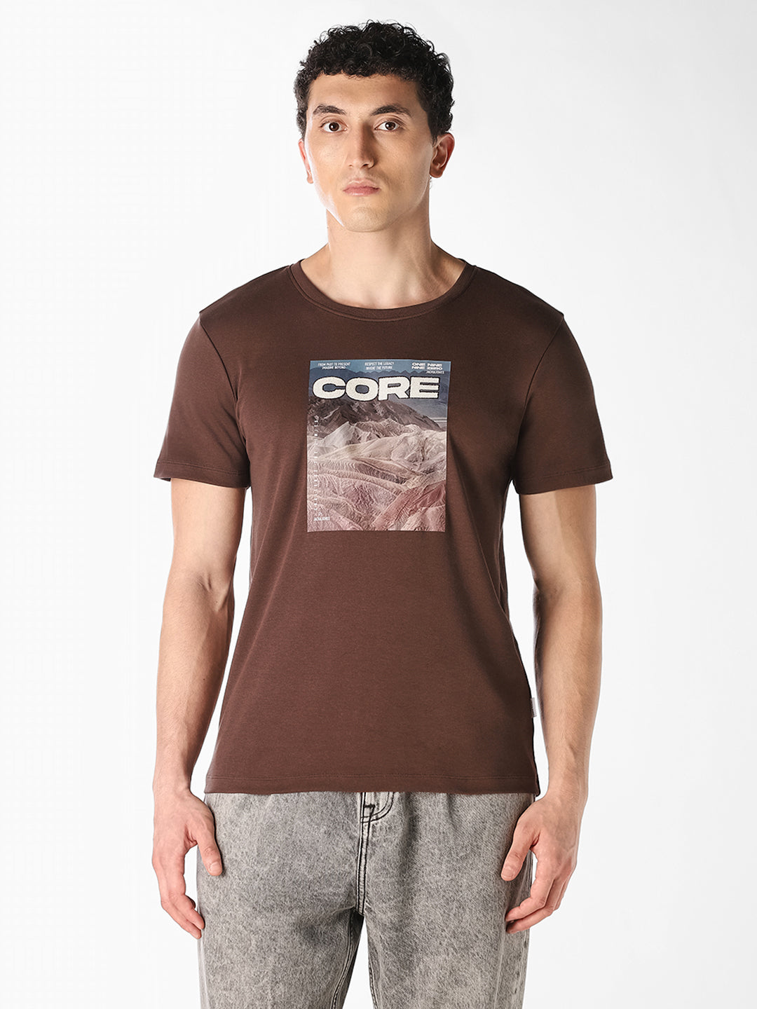 Brown Graphic Print T-Shirt