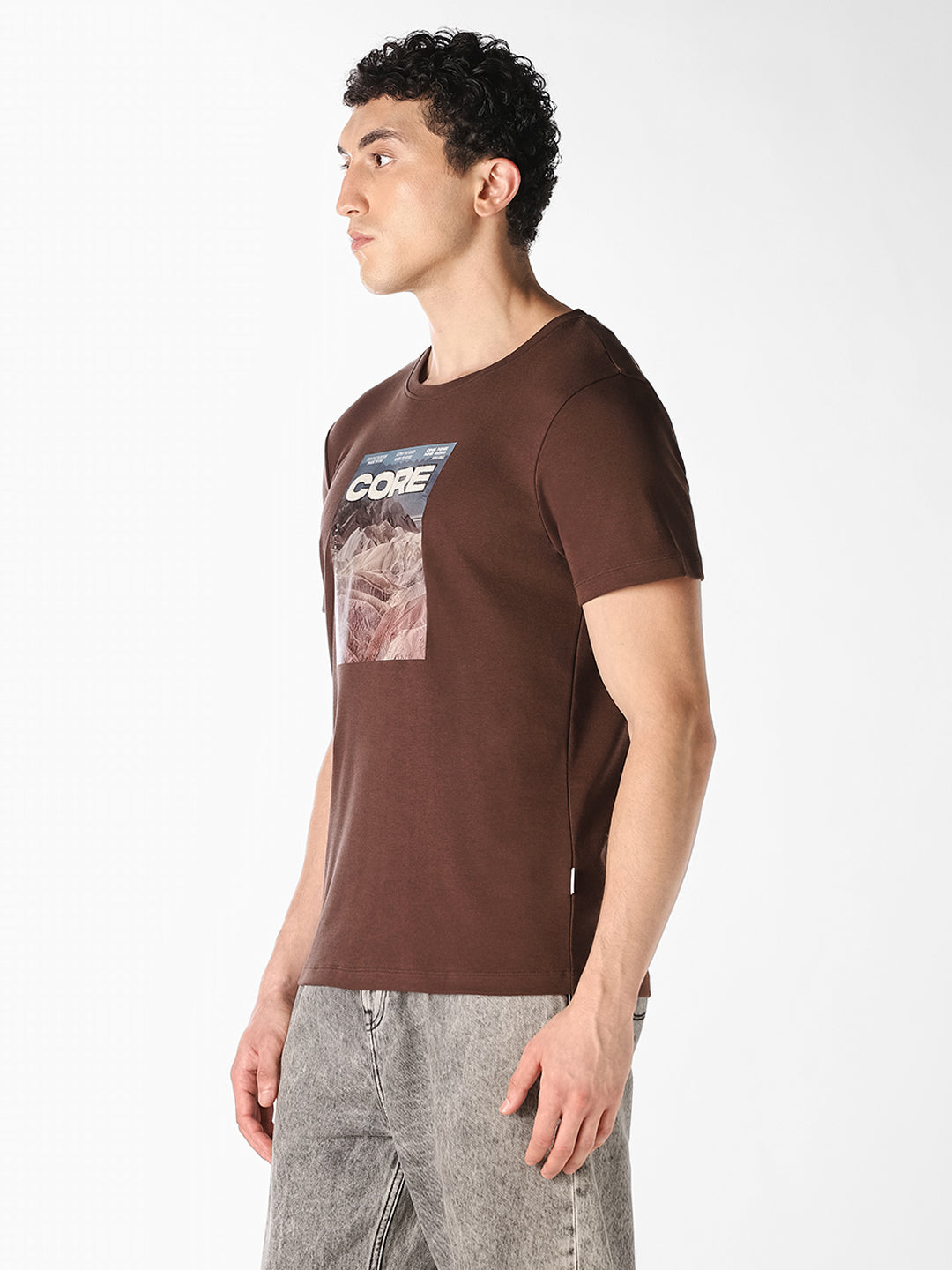 Brown Graphic Print T-Shirt