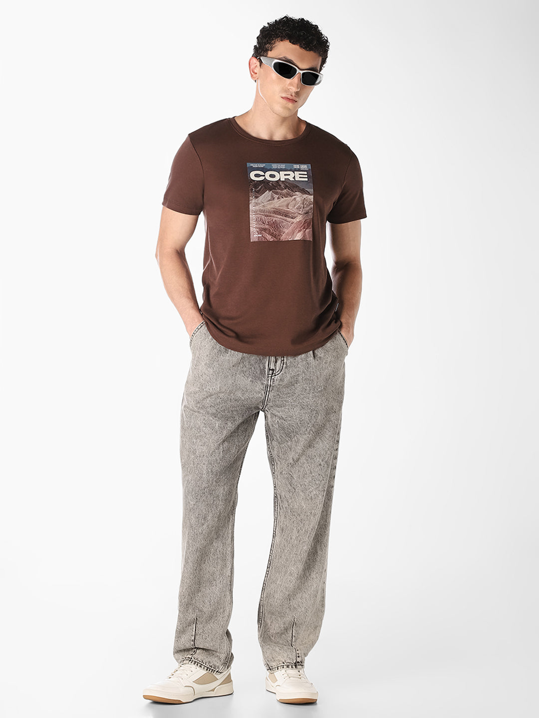 Brown Graphic Print T-Shirt