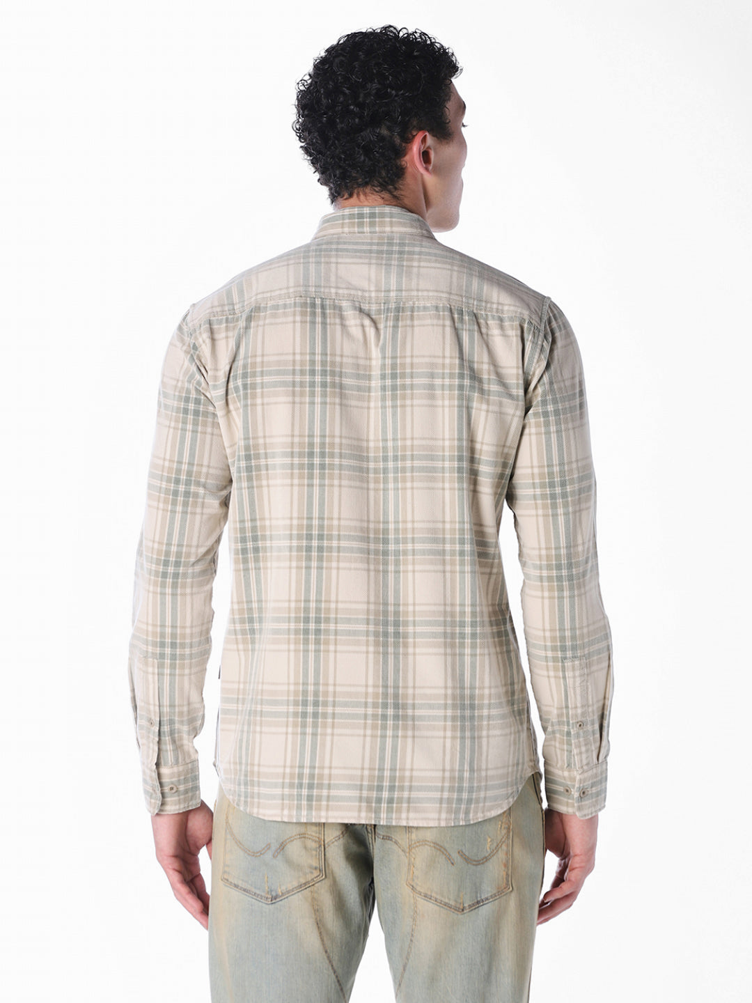 Olive Checked Regular Fit Shirt