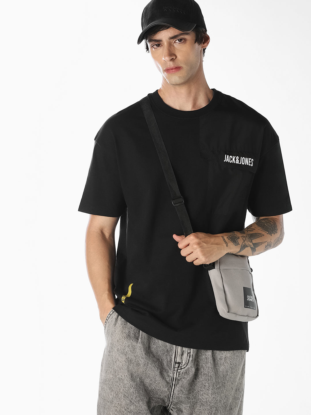 Black Printed Oversized T-shirt - XS