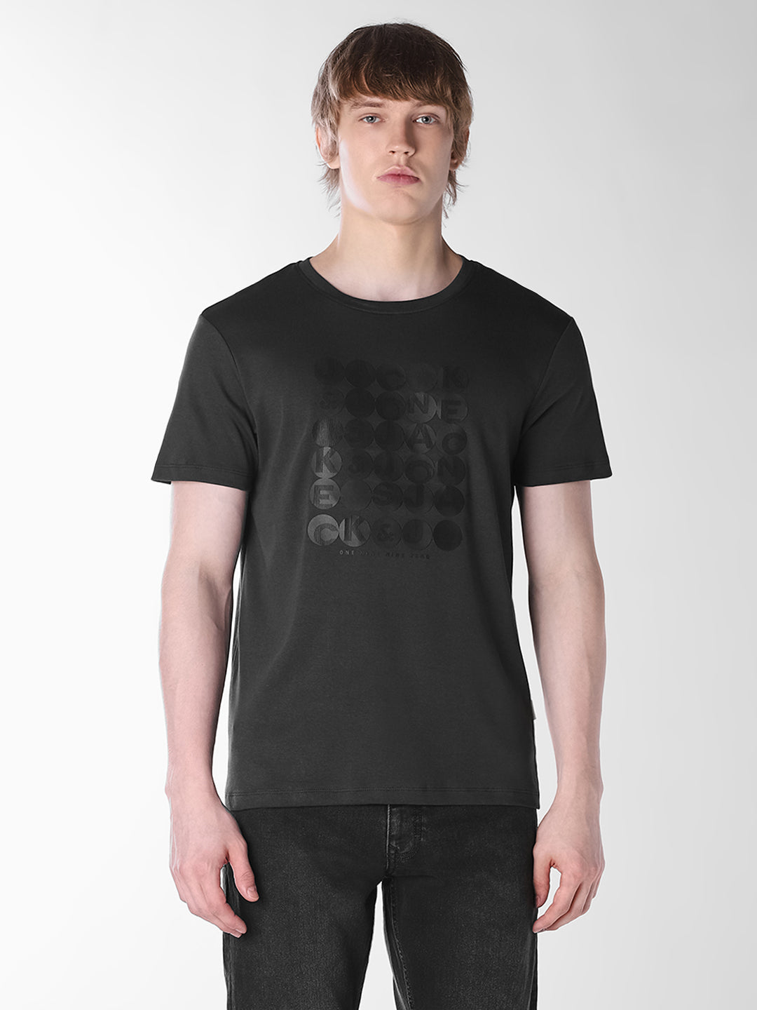 Black Printed Cotton T-shirt