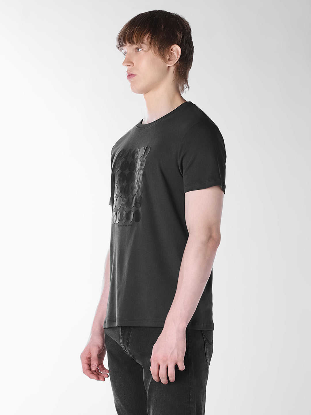 Black Printed Cotton T-shirt