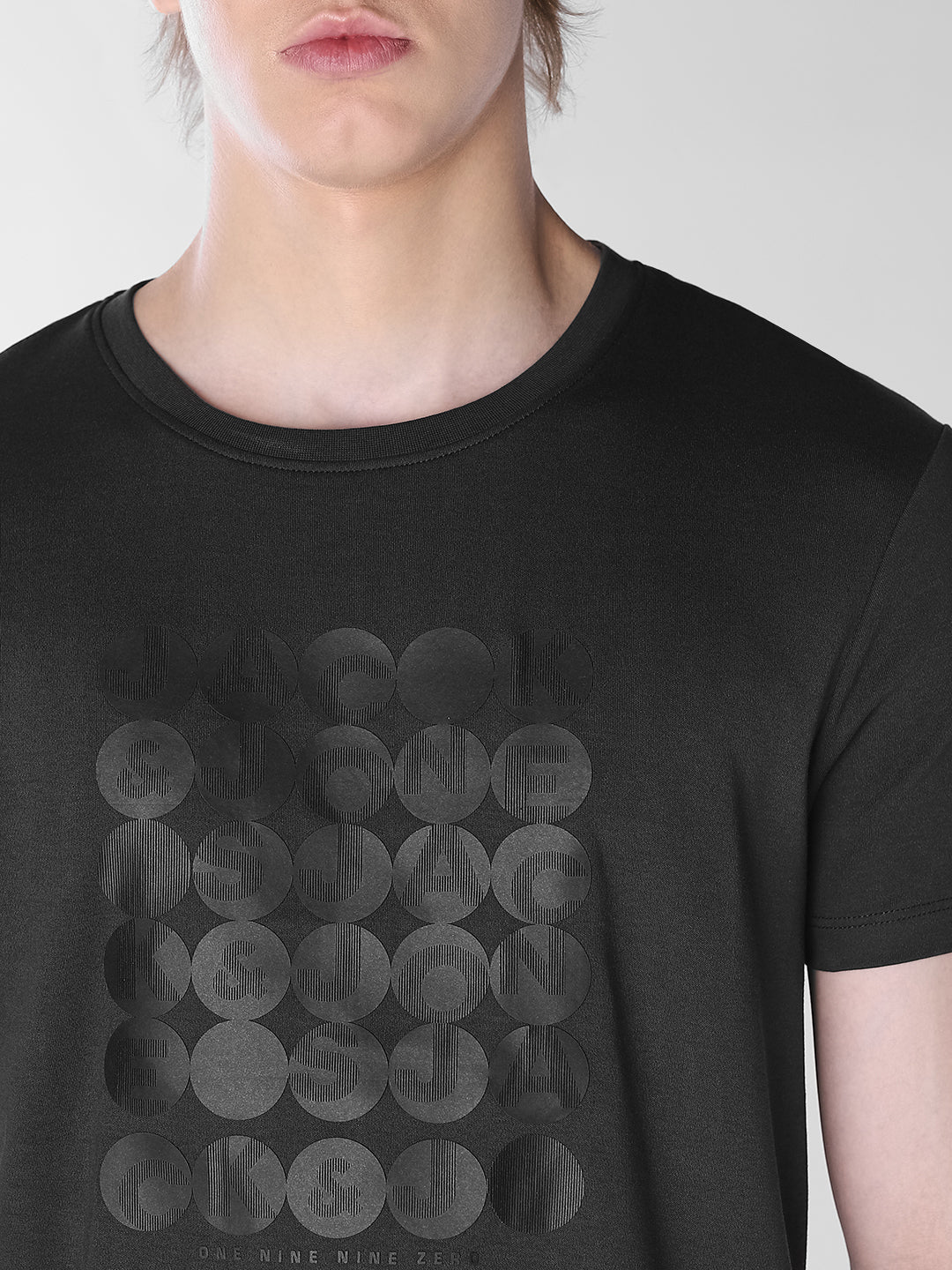 Black Printed Cotton T-shirt