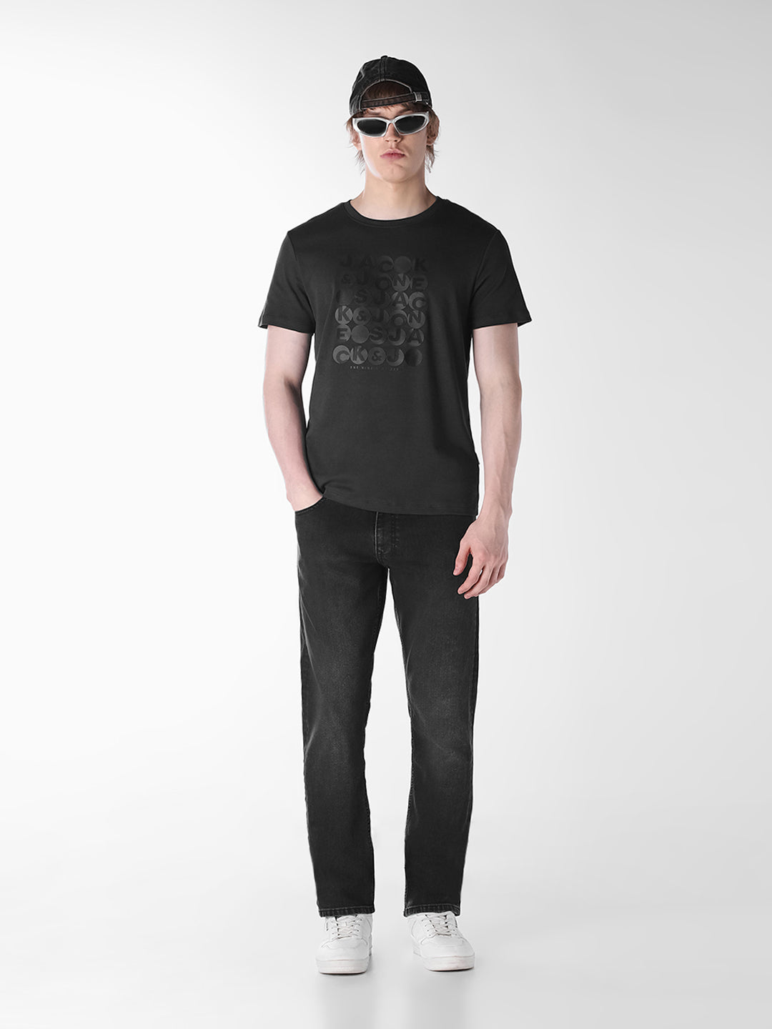 Black Printed Cotton T-shirt
