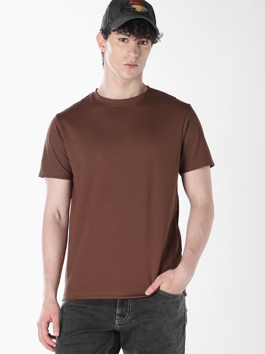 Brown Tonal Logo Print T-shirt