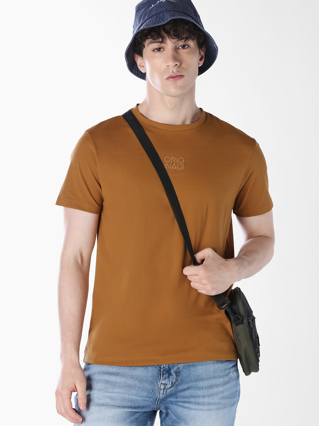 Golden Brown Tonal Logo Print T-shirt
