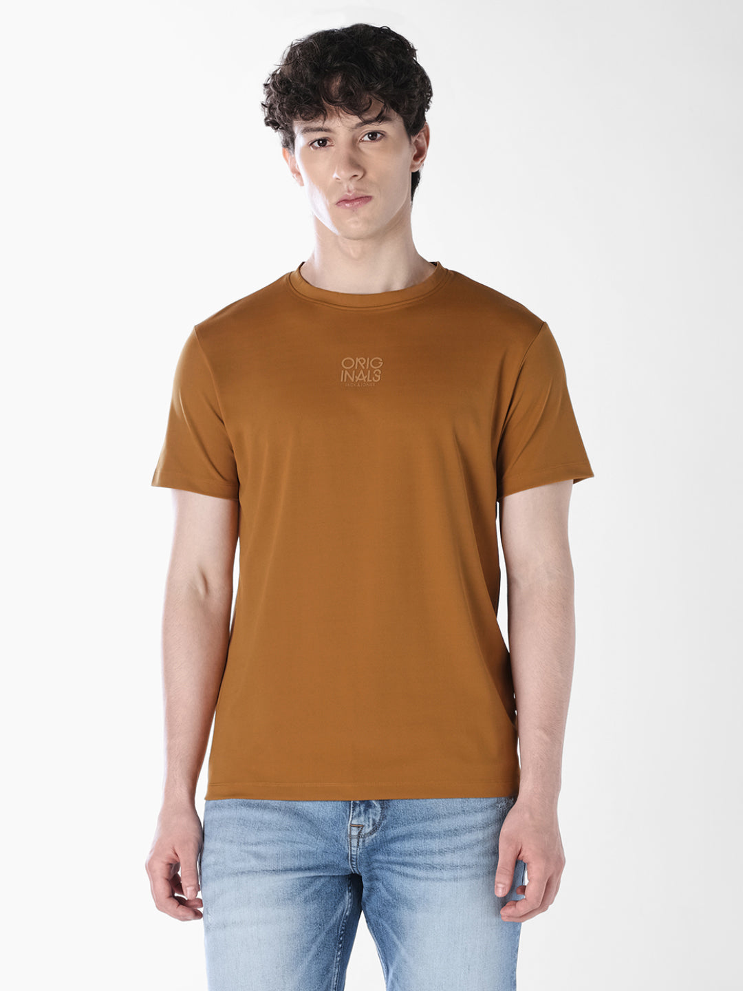 Golden Brown Tonal Logo Print T-shirt
