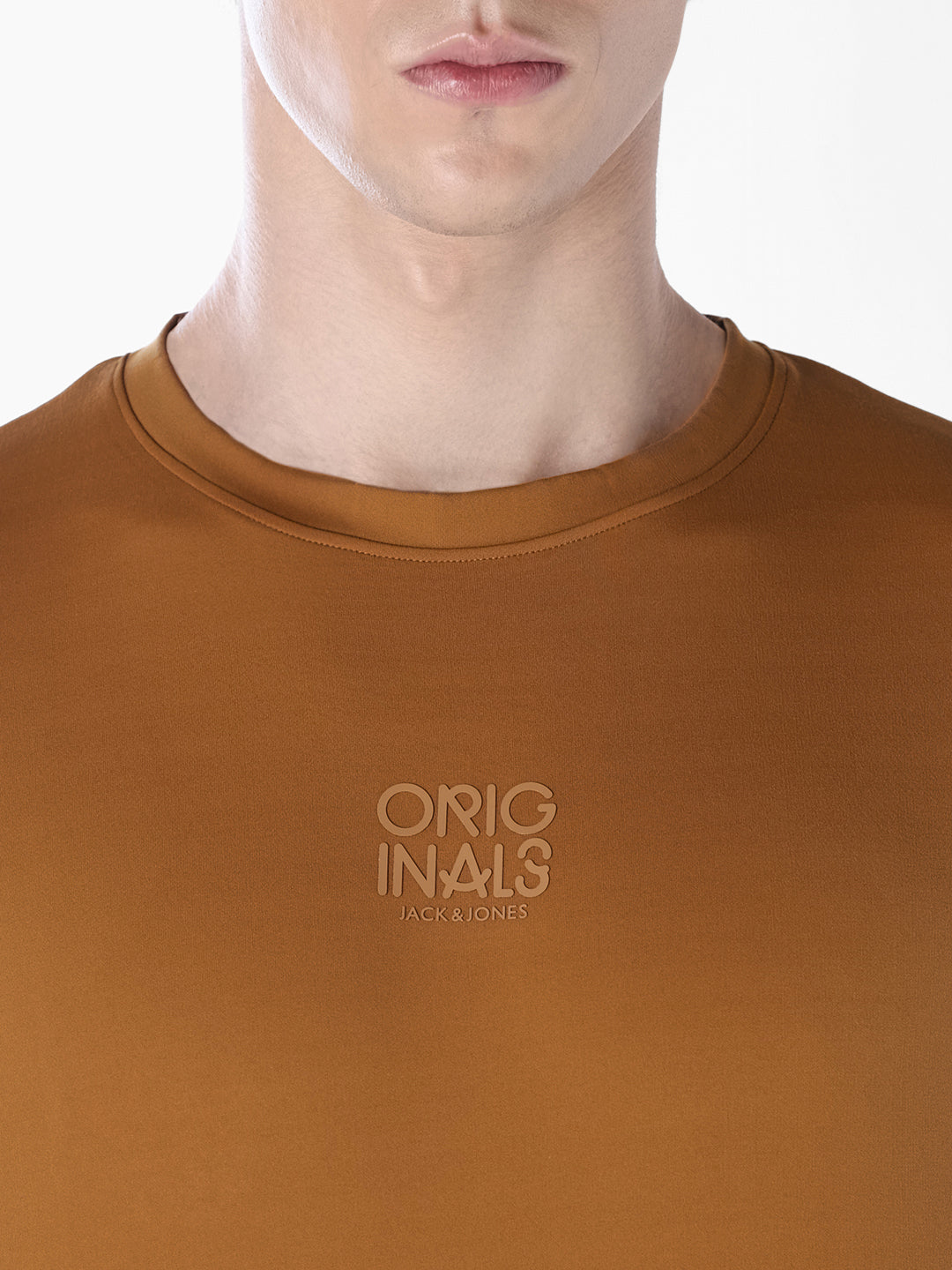 Golden Brown Tonal Logo Print T-shirt