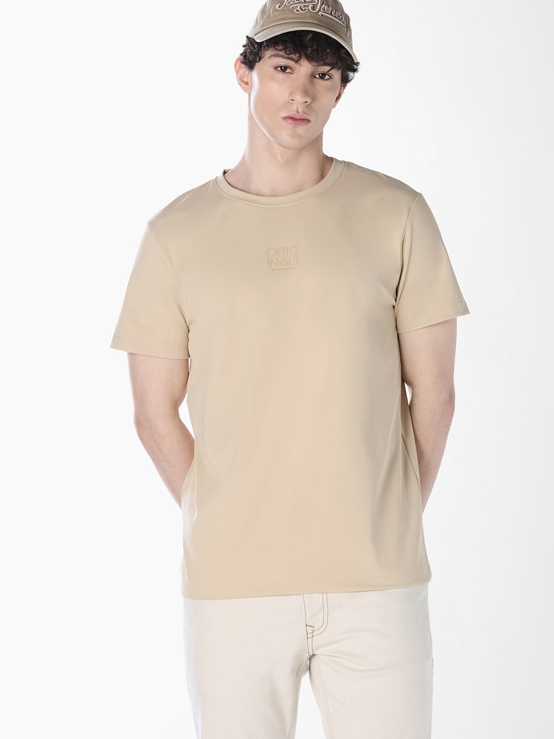 Light Brown Tonal Logo Print T-shirt