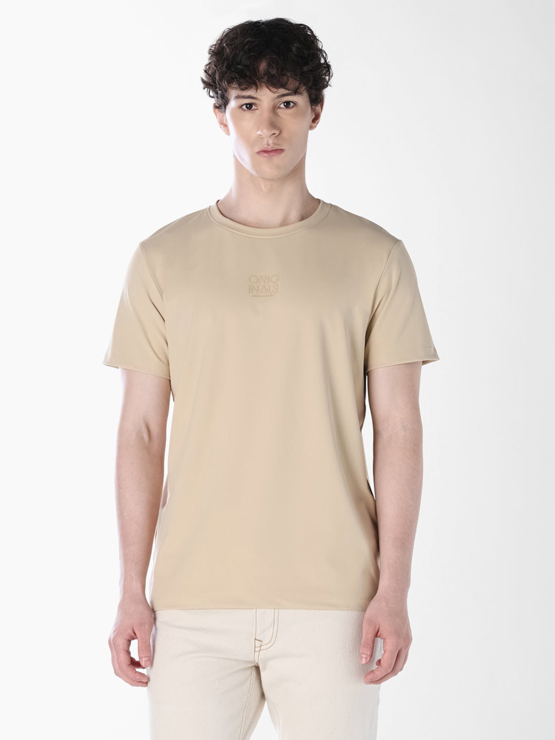 Light Brown Tonal Logo Print T-shirt