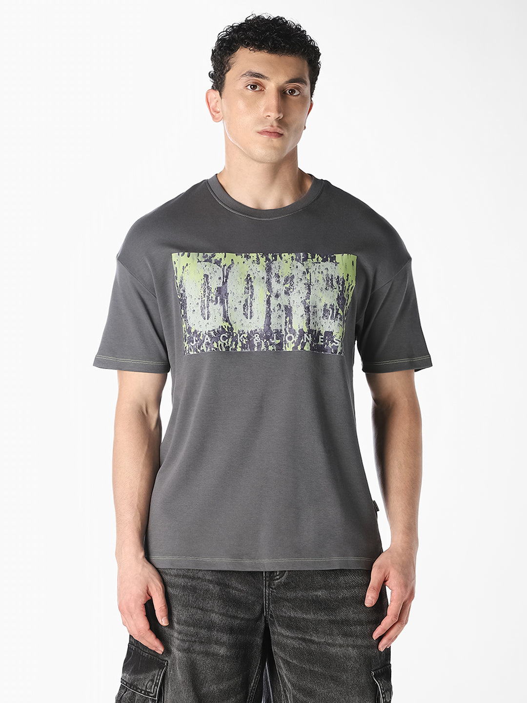 Grey Printed Oversized T-shirt